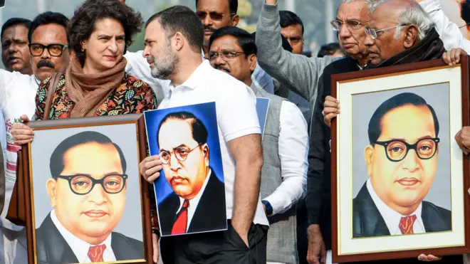 अमित शाह के बयान के ख़िलाफ़ कांग्रेस का प्रदर्शन 