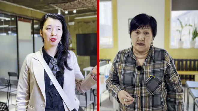 Төлөкан Исмаилова (оңдо) менен Бермет Бөрүбаева