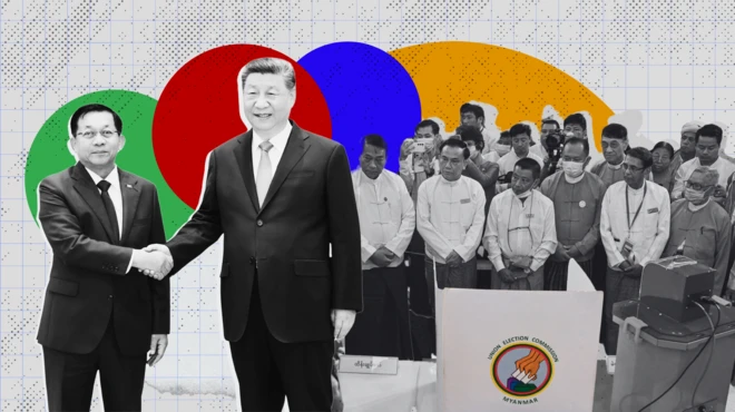 မြန်မာစစ်ခေါင်းဆောင်၊ တရုတ်သမ္မတနဲ့ စစ်ကော်မရှင်ရဲ့ ရွေးကောက်ပွဲ သရုပ်ဖော်ပုံ 