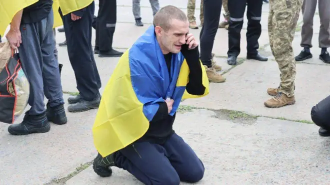 Звільнений з полону український військовий 