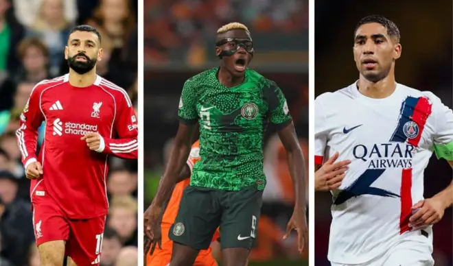 Foto mix of Mo Salah, Victor Osimhen and Achraf Hakimi