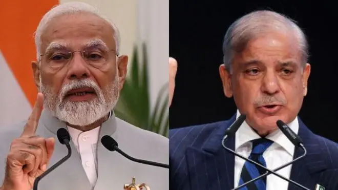भारत के प्रधानमंत्री नरेंद्र मोदी और पाकिस्तान के पीएम शहबाज़ शरीफ़