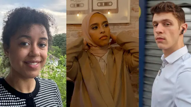 من اليمين لوكاس بينولت٬ سارة العطار٬ وآمبر ميلارد 