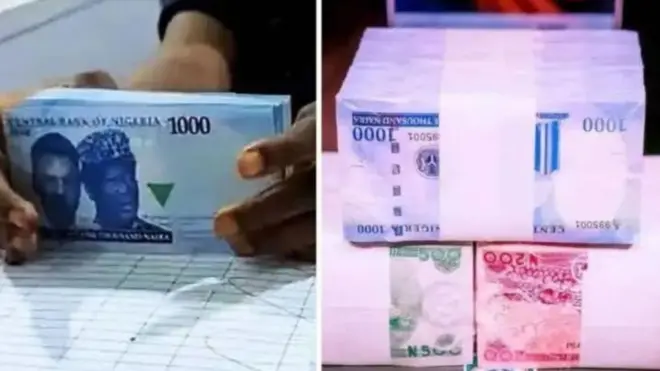 Owo Naira ẹgbẹrun kan Naira alapapọ, owo beba eedegbeta naira àti owo beba igba naira alapapọ tí wọn di papọ 