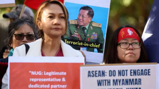 ต่อต้านรัฐประหารเมียนมาที่ออสเตรเลีย เมื่อ มี.ค. 2024