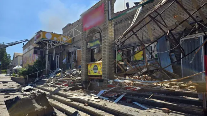 Наслідки обстрілу міста Дружківка 