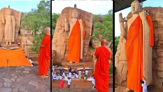 ශ්‍රී ලංකාවේ ප්‍රමුඛතම පුරාවිද්‍යා ස්මාරක අතර විශේෂ ස්ථානයක් හිමි වන අවුකන පිළිමයට සිවුරු ඇන්දවීම සම්බන්ධයෙන් මේ වන විට දැඩි කතාබහක් නිර්මාණය වී තිබේ.