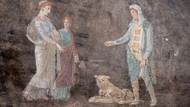 Фреска: Парис похищает Елену