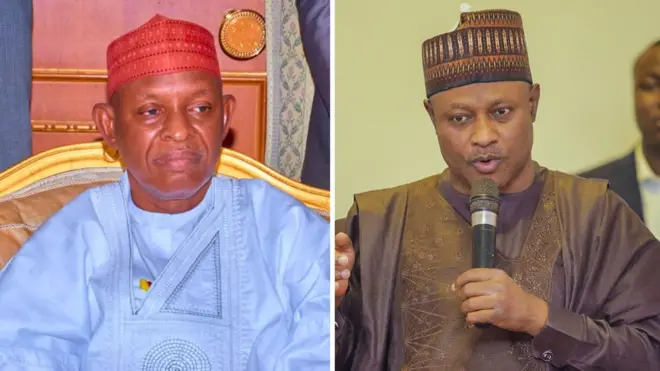 Zababben gwamnan Kano Abba Kabir da zababben gwamnan Kaduna Uba Sani