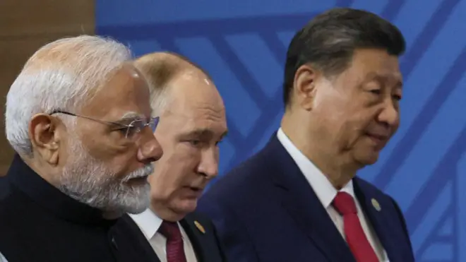 नरेंद्र मोदी, शी जिनपिंग और पुतिन 