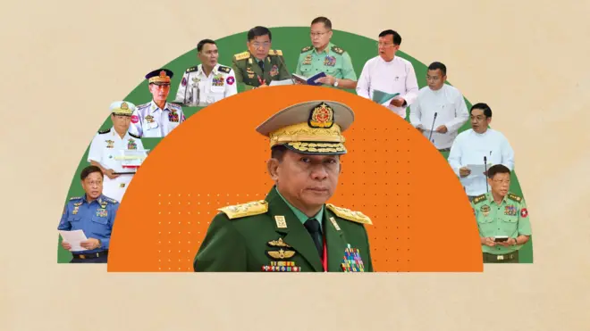 လက်ရှိမြန်မာစစ်တပ်မှာ ရာထူးစဉ်အရ အဆင့်အမြင့်ဆုံး ၁၁ ဦး ပေါ်ထွက်လာပြီး ဗိုလ်ချုပ်မှူးကြီး၊ ဒုတိယဗိုလ်ချုပ်မှူးကြီး နဲ့ ဗိုလ်ချုပ်ကြီး ကိုးဦး ဖြစ်ပါတယ်။