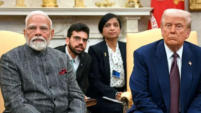 भारत के प्रधानमंत्री नरेंद्र मोदी और अमेरिकी राष्ट्रपति डोनाल्ड ट्रंप की तस्वीर