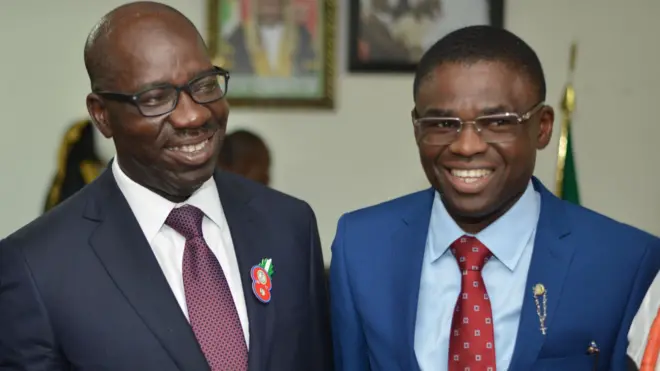 Aworan Godwin Obaseki ati Philip Shaibu