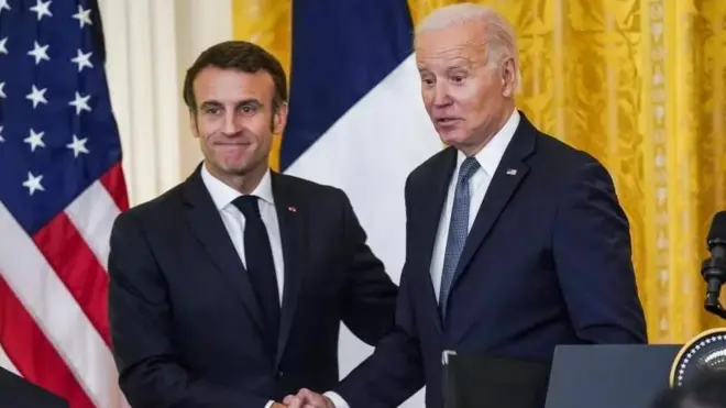  হোয়াইট হাউজে প্রেসিডেন্ট বাইডেনের সাথে প্রেসিডেন্ট ম্যাক্রঁ।