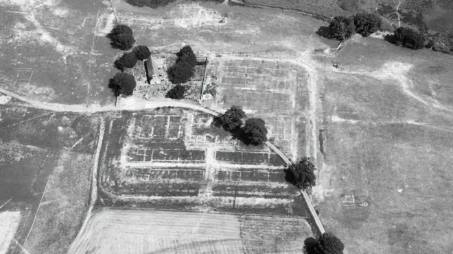Caerhun or Canovium Roman fort, Conwy; a rebalanced image revealing new details of buried Roman buildings (17 July 2026).