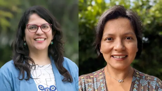 Las astrónomas chilena Laura Pérez (izquierda) y colombiana Paola Pinilla (derecha).