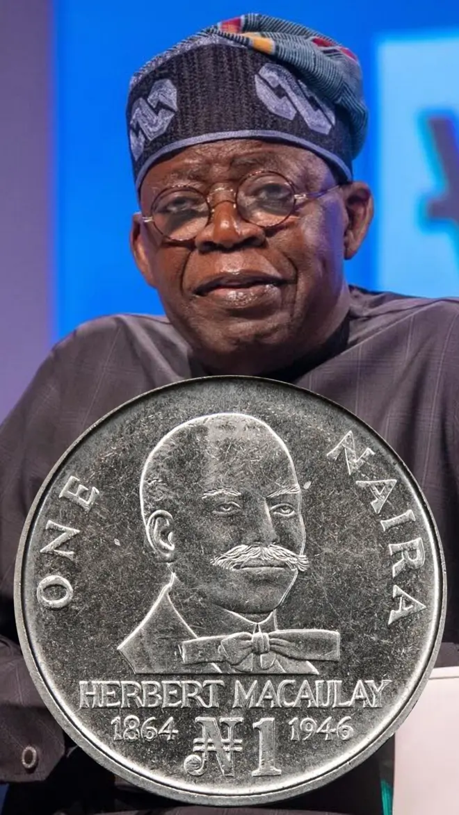 Bola Tinubu and one naira coin