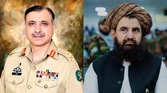 عبدالحق وثیق رئیس استخبارات حکومت طالبان و جنرال عاصم ملک رئیس سازمان استخبارات پاکستان (آی‌اِس‌آی) 