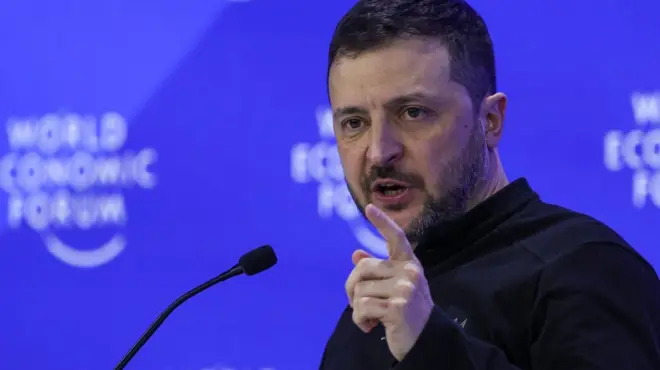 Владимир Зеленский на трибуне в Давосе