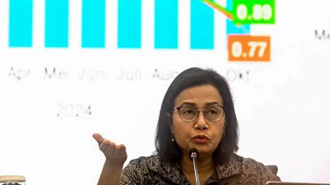 Menteri Keuangan Sri Mulyani Indrawati memberikan keterangan pers APBN KiTa edisi November 2024 di Jakarta, Jumat (8/11)