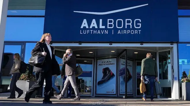 Passengers walked in front of the terminal in Aalborg