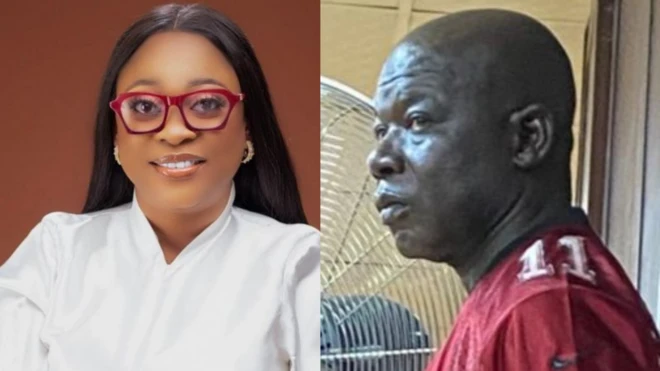 Collage foto of Bolanle Raheem and officer Vandi