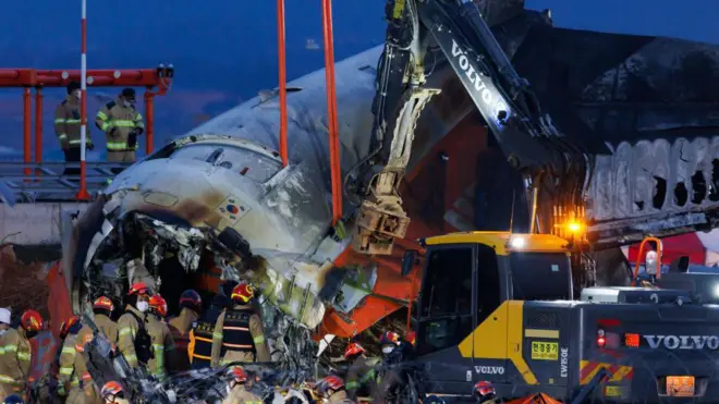 El avión estrellado en el aeropuerto de Corea del Sur