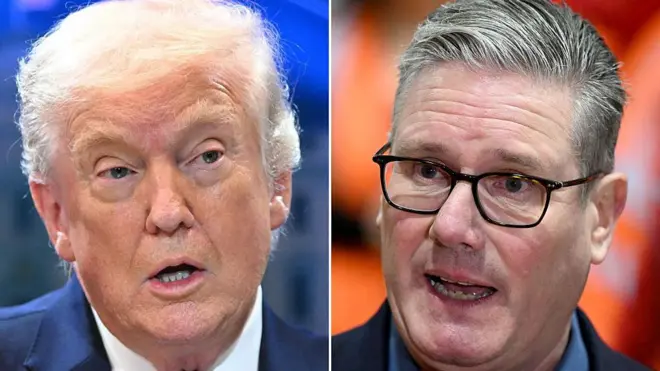 Коллаж из фото Трампа и Стармера