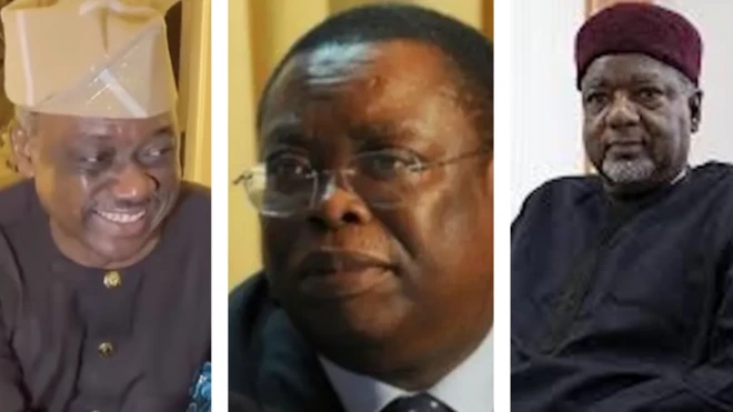 Ambassador Ayodele Oke, Retired Colonel Lateef Kayode Are, and Ambassador Amin Mohammed Dalhatu.