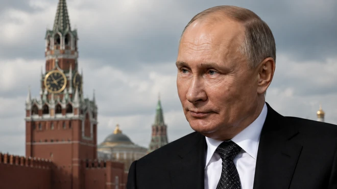 Володимир Путін на тлі Кремля - колаж