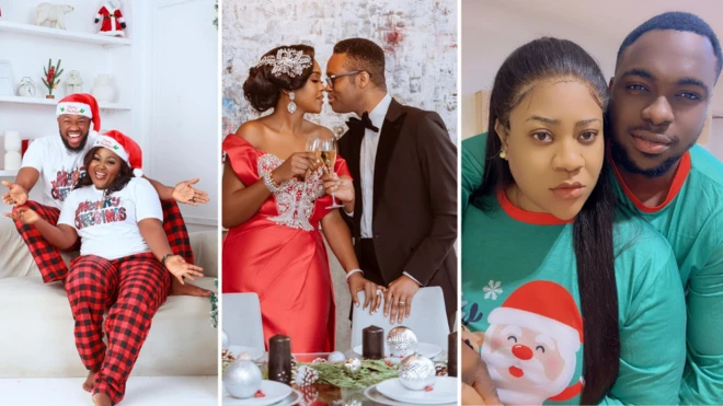 Collage of some celebs in dia Christmas foto