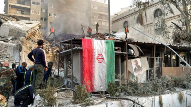 Разрушенное здание иранского консульства