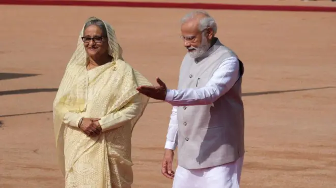 দিল্লিতে প্রধানমন্ত্রী শেখ হাসিনা ও প্রধানমন্ত্রী নরেন্দ্র মোদী। সেপ্টেম্বর ২০২২