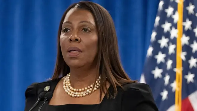 New York Attorney General Letitia James holds a press conference