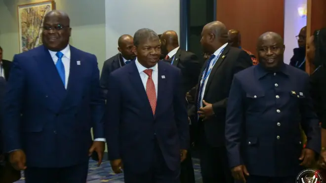 Perezida Tshisekedi, Lourenço na Ndayishimiye i Washington