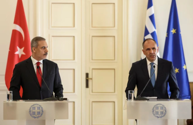 Dışişleri Bakanı Hakan Fidan ve Yunanistan Dışişleri Bakanı Yorgos Yerapetritis 