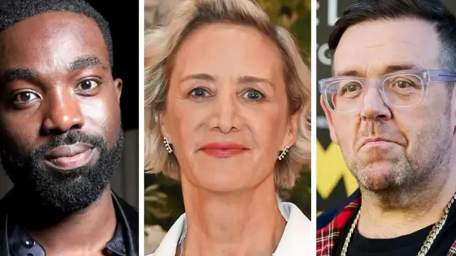 Коллаж из портретных фотографий Паапа Эссиды, Джанет Мактир и Ника Фроста