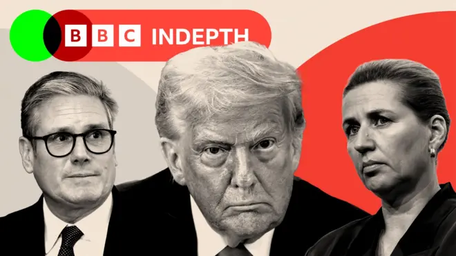 Коллаж: Кир Стармер, Дональд Трамп и премьер-министр Дании Метте Фредериксен