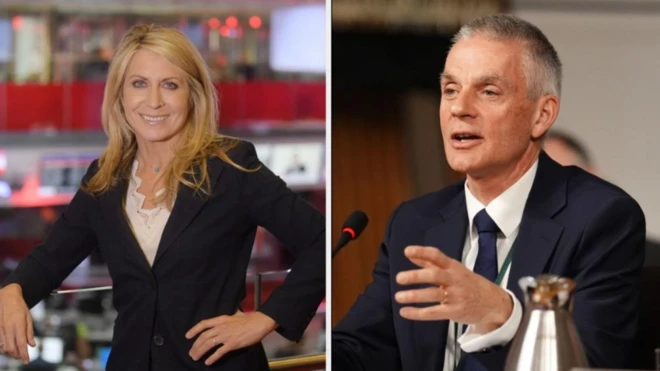 المدير العام لبي بي سي، تيم ديفي، والرئيسة التنفيذية للأخبار، ديبرا تيرنِس