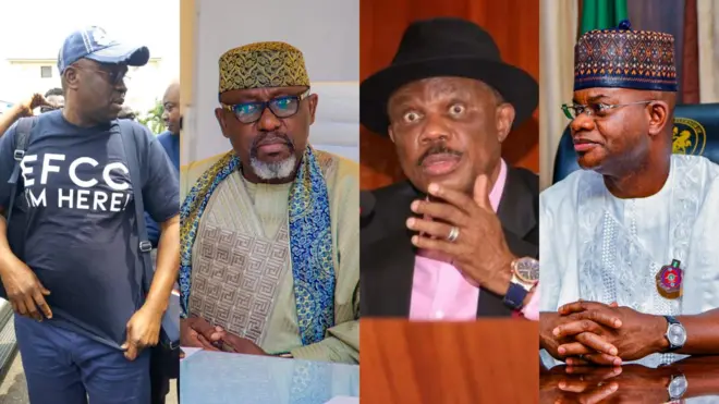 Collage of Fayose, Okorocha, Obiano and Bello