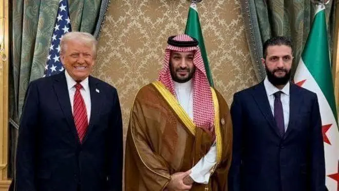 Trunmp, Mohamed bin Salman y Ahmed al Sharaa.