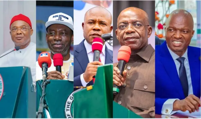 Gọvanọ Hope Uzodinma, Gọvanọ Alex Otti, Gọvanọ Peter Mbah, Gọvanọ Francis Nwifuru na Gọvanọ Charles Soludo