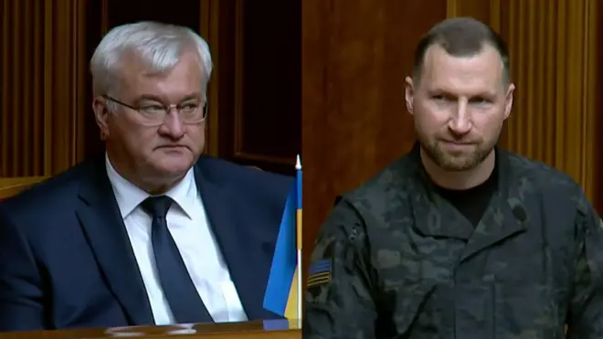 Андрій Сибіга та Євгеній Хмара під час засідання парламенту 19 серпня 2026 року