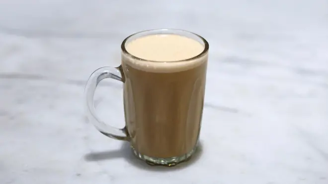 Drink inside a glass cup