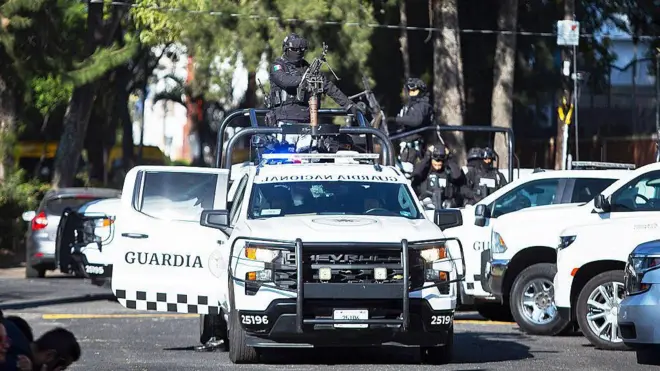Una patrulla de la Guardia Nacional en una calle de Lázaro Cárdenas, Michoacán