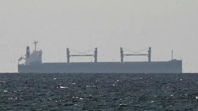 A file pictures of a large ship in the Strait of Hormuz