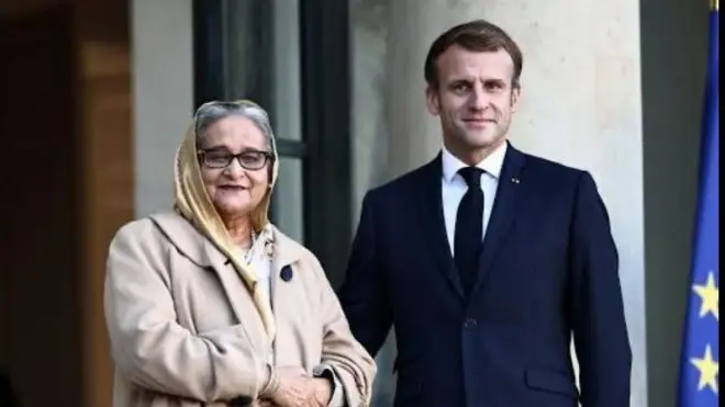এমানুয়েল ম্যাক্রঁ ও শেখ হাসিনা