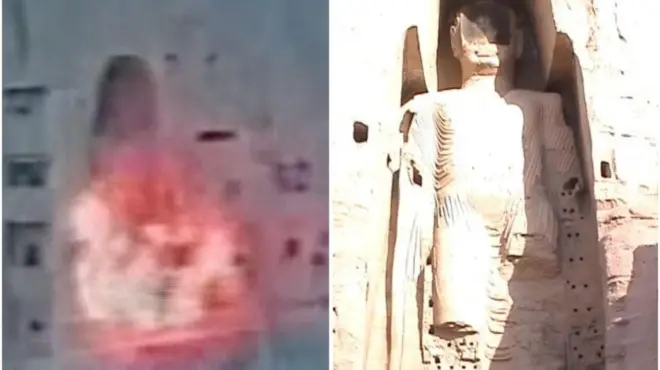 مجسمه ۵۵ متری بودا قبل و زمن تخریب