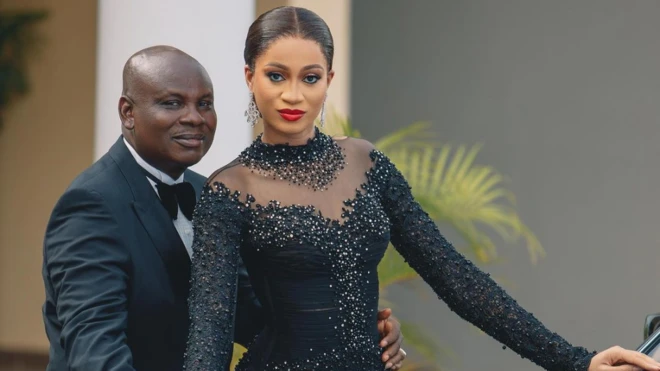 Mitchel Ihueeze and her husband to be