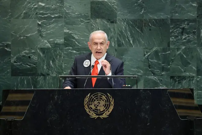 Netanyahu durante discurso na ONU